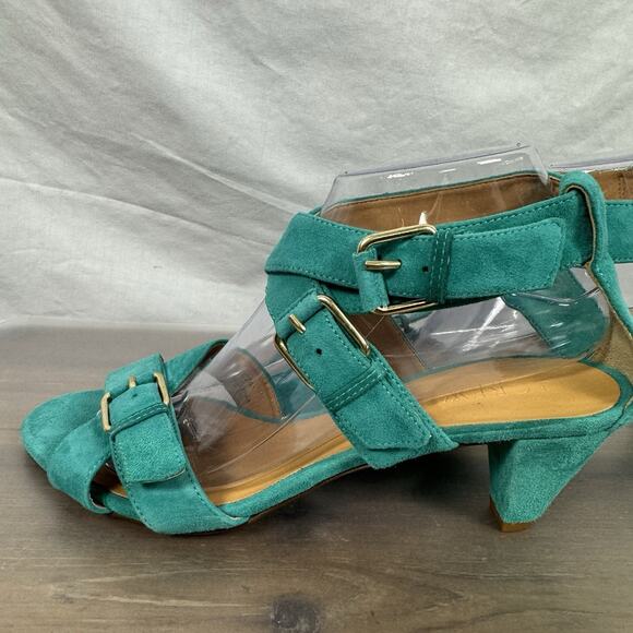 J.Crew Size 9 Lucca Suede Sandals Teal Style 37224 Made in Italy - Picture 9 of 13
